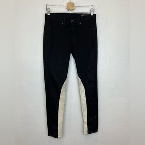 Rag & Bone Womens Black/Cream White Lamb Leather Jodhpur Skinny Jeans Sz 28
